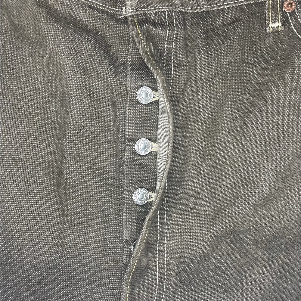 Levis 501XX Mens Dark Wash Regular Straight Button Fly Jeans 42x32 - Picture 7 of 9